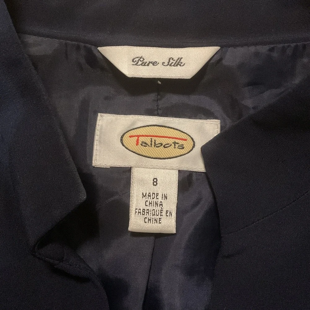 Talbots Pure Silk Dark Blue Silk‎ Blazer - Picture 8 of 11